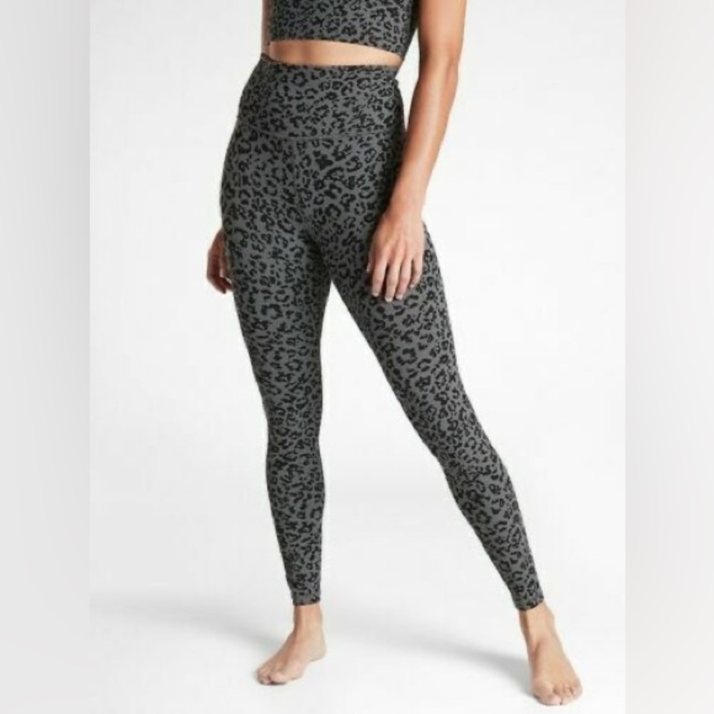 Athleta Leopard Elation Ultra High Rise Tight Anthracite Grey  #501019